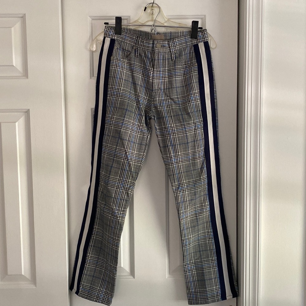 Mother black/grey/white herringbone pant